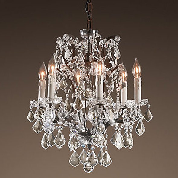 Люстра 19TH C. ROCOCO IRON & CLEAR CRYSTAL 6 Прозрачное Стекло Бурая ржавчина в Твери | Loft Concept 