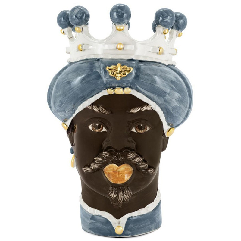 Ваза Vase Moro Man Medium New Grey Gold Серо-голубой Коричневый Белый Золотой Ваза Vase Moro Man Medium New Grey Gold Серо-голубой Коричневый Белый Золотой в Твери | Loft Concept