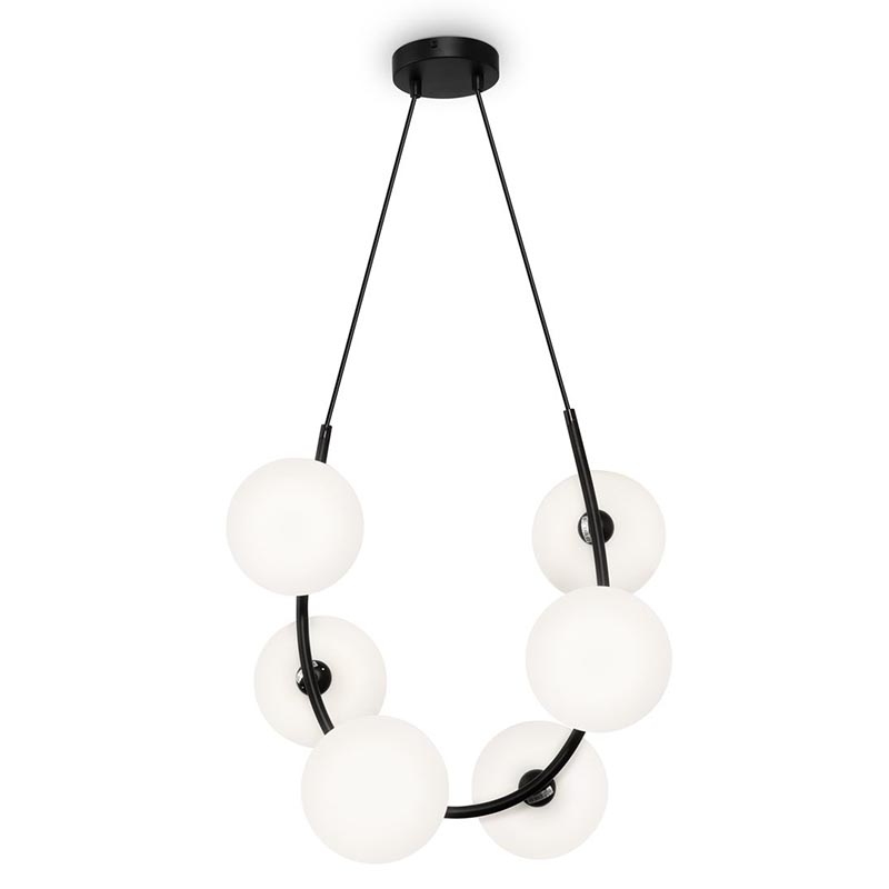 Люстра Marcan 6 Ball Chandelier Black Черный Белый Люстра Marcan 6 Ball Chandelier Black Черный Белый в Твери | Loft Concept