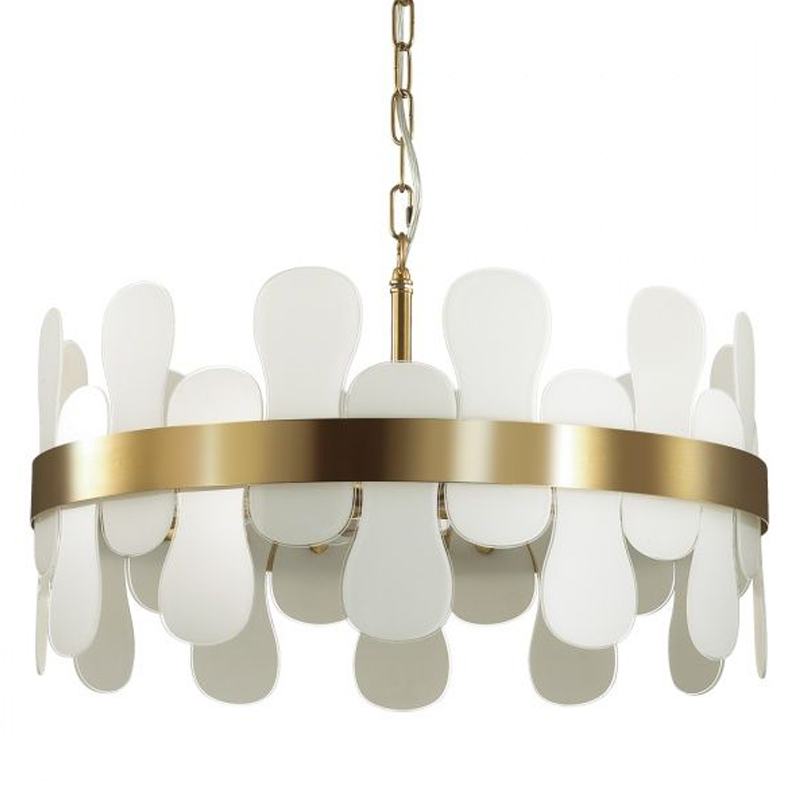 Люстра Eve Chandelier фигурное стекло диаметр 55 см Золотой Белое матовое стекло Люстра Eve Chandelier фигурное стекло диаметр 55 см Золотой Белое матовое стекло в Твери | Loft Concept