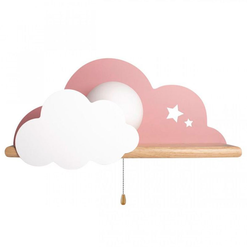 Бра с деревянной полкой розовое Облако Wall Lamp Pink Cloud Розовый пастельный Древесина Бра с деревянной полкой розовое Облако Wall Lamp Pink Cloud Розовый пастельный Древесина в Твери | Loft Concept