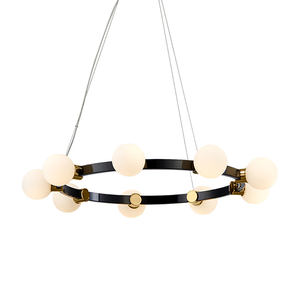 Люстра Hoop Balls Chandelier Черный Белый Люстра Hoop Balls Chandelier Черный Белый в Твери | Loft Concept