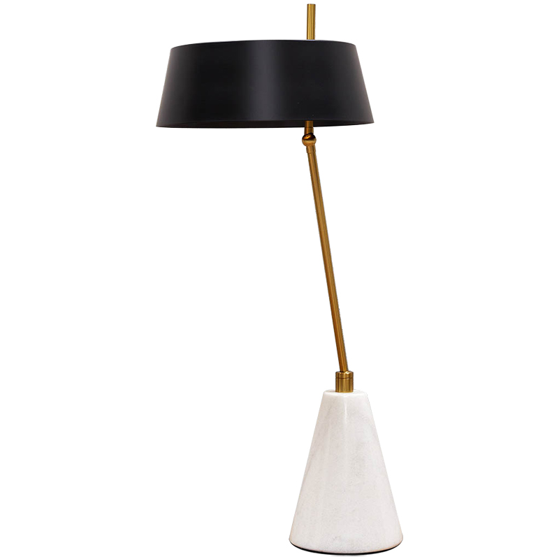 Настольная лампа с черным металлическим абажуром Dominique Table Lamp Черный Золотой Белый Настольная лампа с черным металлическим абажуром Dominique Table Lamp Черный Золотой Белый в Твери | Loft Concept