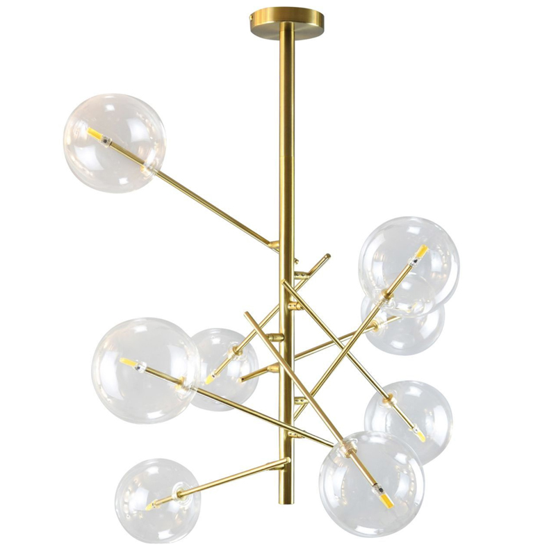 Люстра Gallotti & Radice Bolle Рanging Lamp 8 плафонов Золотой Прозрачный (Transparent) Люстра Gallotti & Radice Bolle Рanging Lamp 8 плафонов Золотой Прозрачный (Transparent) в Твери | Loft Concept