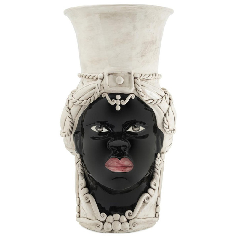 Ваза Vase Moro Lady Giant Бежевый Черный Ваза Vase Moro Lady Giant Бежевый Черный в Твери | Loft Concept