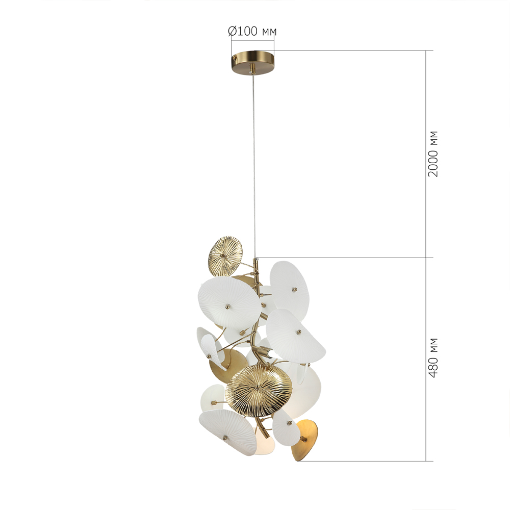 Подвесной светильник с белыми и золотистыми цветами Dahlia Flowers Lamp в Твери