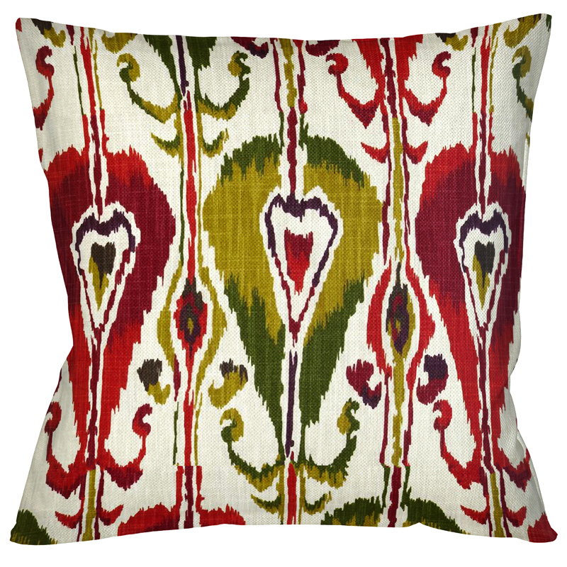 Декоративная подушка Ikat Pattern Красно-белая Мульти Декоративная подушка Ikat Pattern Красно-белая Мульти в Твери | Loft Concept