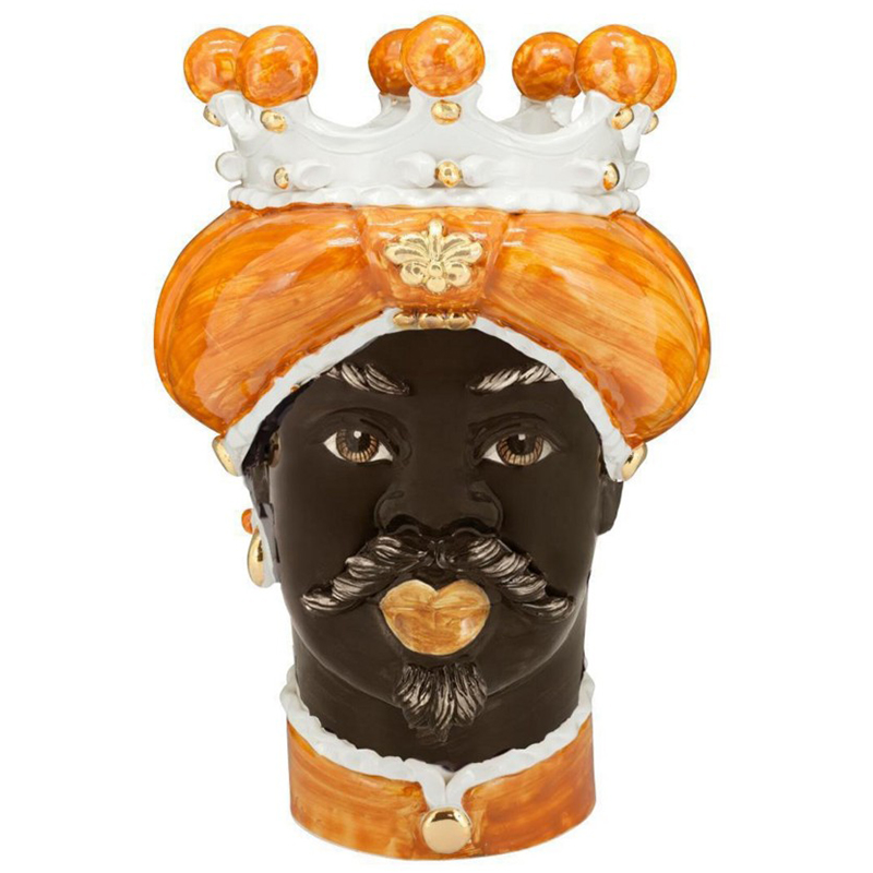 Ваза Vase Moro Man Medium New Ocher Оранжевый Коричневый Белый Золотой Ваза Vase Moro Man Medium New Ocher Оранжевый Коричневый Белый Золотой в Твери | Loft Concept