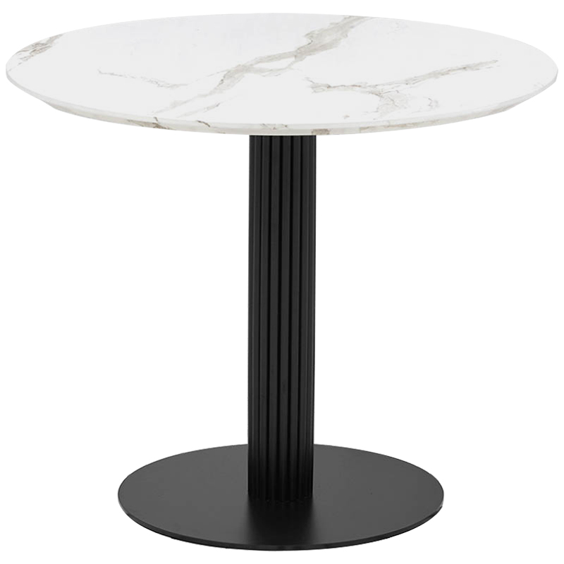 Круглый обеденный стол Blanca Marble Dinner Table столешница с рисунком под мрамор Черный Белый Круглый обеденный стол Blanca Marble Dinner Table столешница с рисунком под мрамор Черный Белый в Твери | Loft Concept