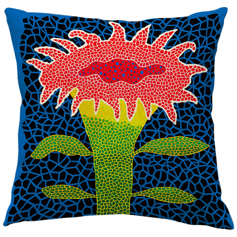 Декоративная подушка Yayoi Kusama Flower Pink Мульти Синий Зеленый Желтый Декоративная подушка Yayoi Kusama Flower Pink Мульти Синий Зеленый Желтый в Твери | Loft Concept