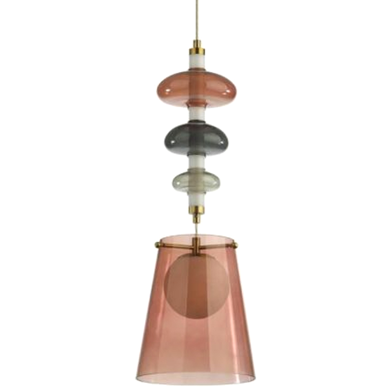 Подвесной светильник Contemporan Pink с цветным стеклом Серый Бронза Розовый в Твери | Loft Concept 