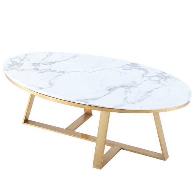 Кофейный стол Marble Oval Table Латунь Белый Кофейный стол Marble Oval Table Латунь Белый в Твери | Loft Concept