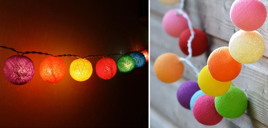 Гирлянда хлопковые фонарики Сotton Ball Rainbow - Loft-Concept в Твери