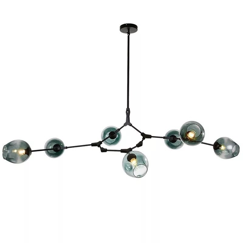 Люстра Сrumpled Glass Bubble Chandelier blue Glass Черный Голубой пастельный Люстра Сrumpled Glass Bubble Chandelier blue Glass Черный Голубой пастельный в Твери | Loft Concept