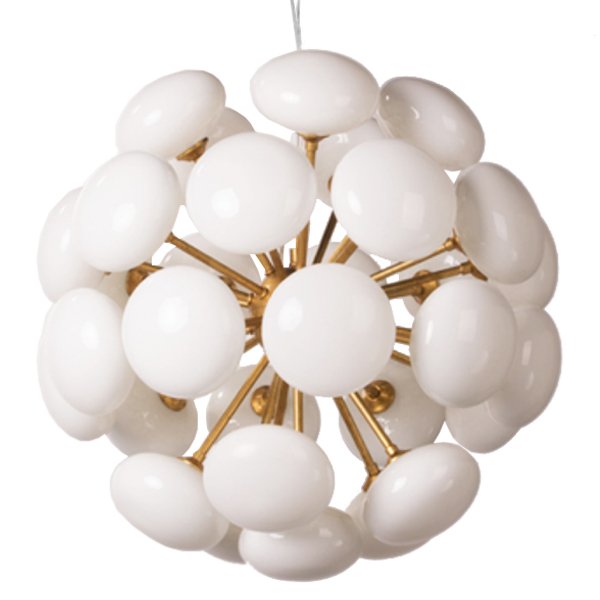 Люстра Mid-Century Sputnik Milk Glass Chandelier Золотой Прозрачный белый Люстра Mid-Century Sputnik Milk Glass Chandelier Золотой Прозрачный белый в Твери | Loft Concept