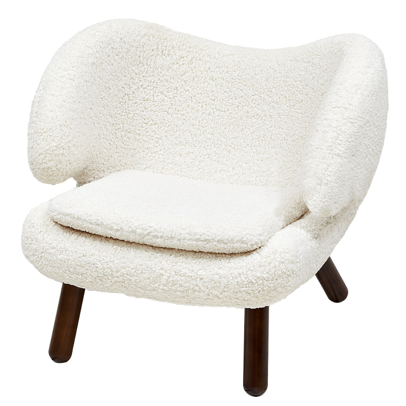 Кресло из белой ткани букле с ножками из массива ясеня Boucle Caldwell White Armchair Белый Коричневый Кресло из белой ткани букле с ножками из массива ясеня Boucle Caldwell White Armchair Белый Коричневый в Твери | Loft Concept