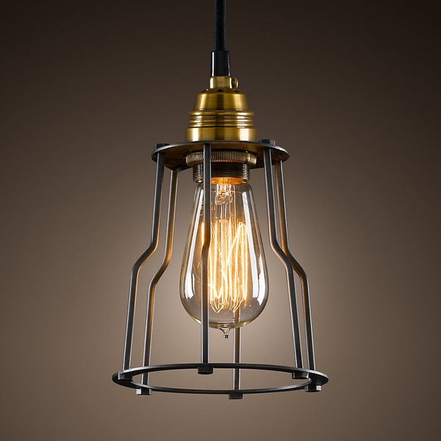 Подвесной светильник Loft Industrial Cage Filament Pendant Бронза Черный Подвесной светильник Loft Industrial Cage Filament Pendant Бронза Черный в Твери | Loft Concept