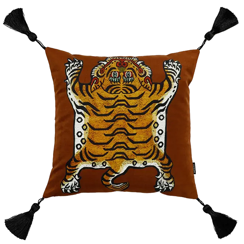 Коричневая Подушка Тибетский Тигр TIBETAN TIGER Коричневый Золотой Бежевый Коричневая Подушка Тибетский Тигр TIBETAN TIGER Коричневый Золотой Бежевый в Твери | Loft Concept