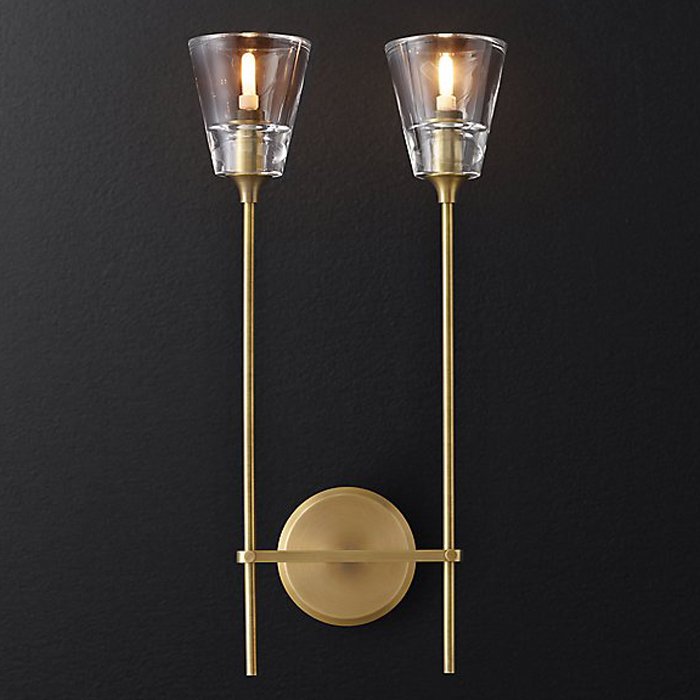 Бра RH Torche De Verre Double wall lamp Латунь Бра RH Torche De Verre Double wall lamp Латунь в Твери | Loft Concept