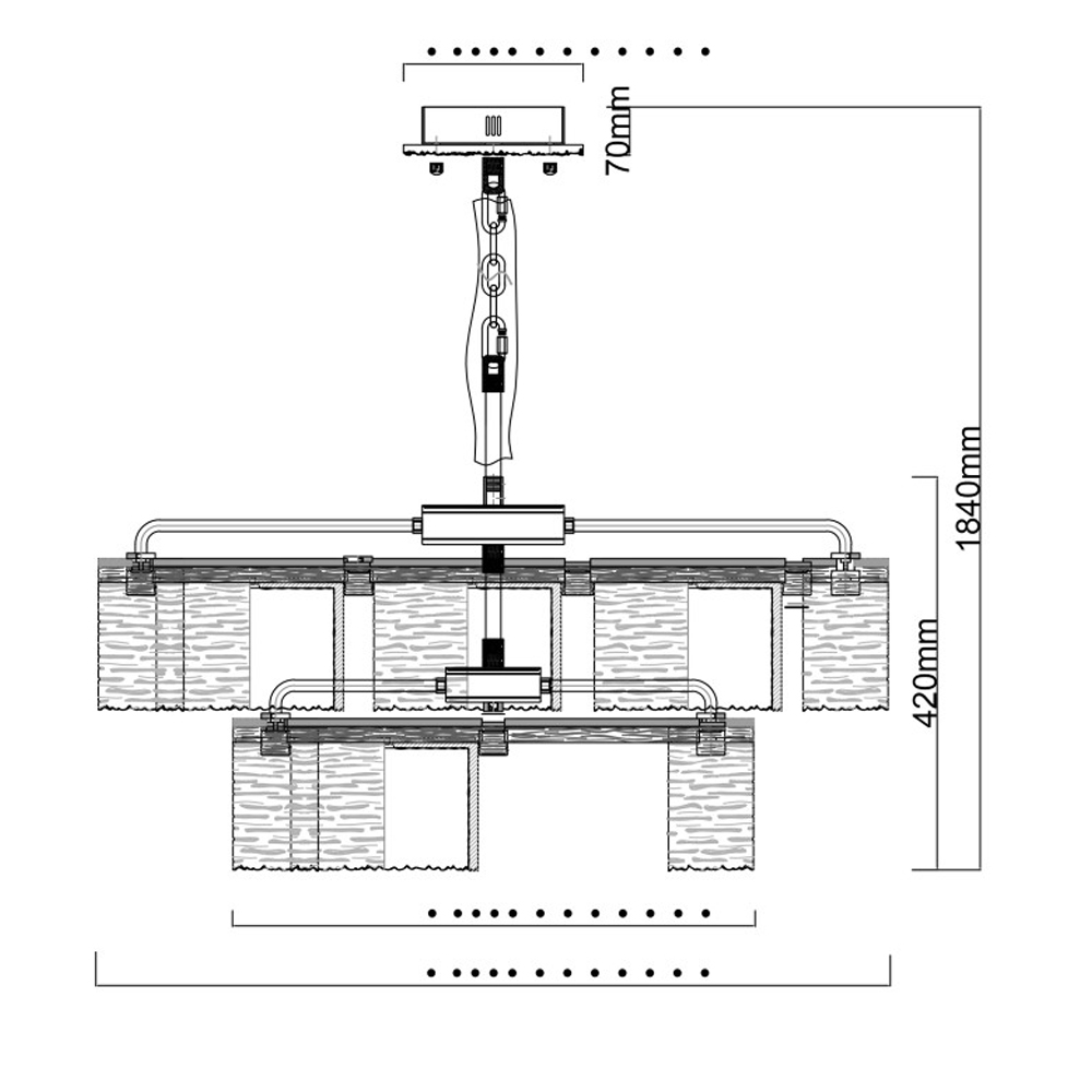 Люстра двухъярусная с текстурными овальными абажурами Splendor Palace Style в Твери