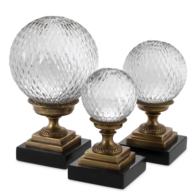 Аксессуары Eichholtz Object Divani set of 3 Черный Прозрачный Винтажная латунь Аксессуары Eichholtz Object Divani set of 3 Черный Прозрачный Винтажная латунь в Твери | Loft Concept