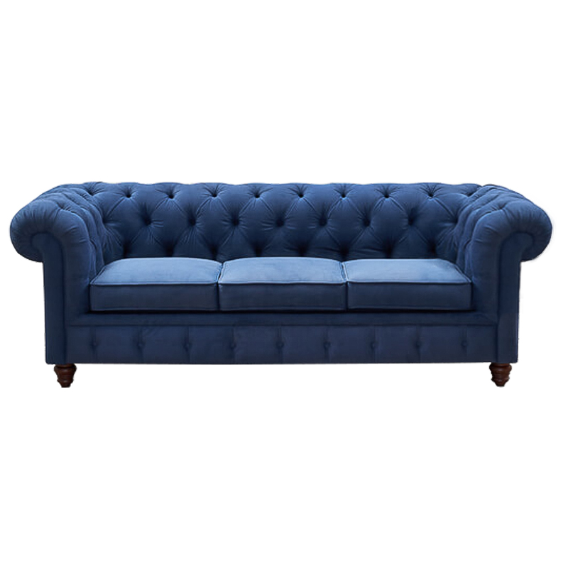 Диван Mini Kensington Sofa triple blue velor Сапфирово-синий Коричневый Диван Mini Kensington Sofa triple blue velor Сапфирово-синий Коричневый в Твери | Loft Concept