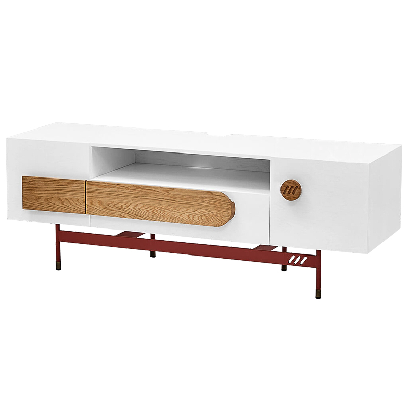 ТВ-тумба White and Wood Minimalism Белый Древесина Бургундский красный ТВ-тумба White and Wood Minimalism Белый Древесина Бургундский красный в Твери | Loft Concept