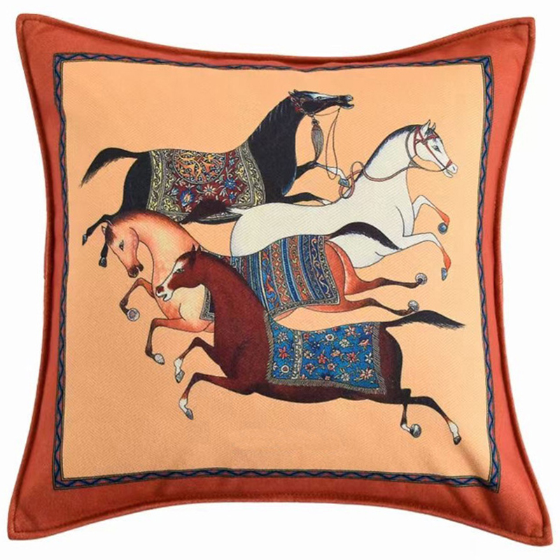 Декоративная подушка Hermes Horse 39 Оранжевый Мульти Декоративная подушка Hermes Horse 39 Оранжевый Мульти в Твери | Loft Concept