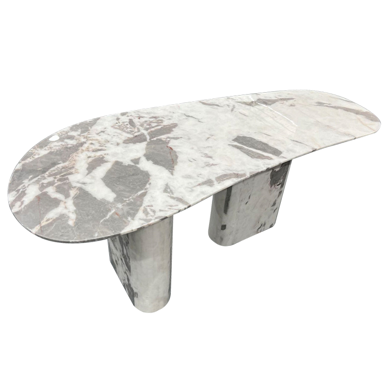 Обеденный стол Ernest Grey Marble Dining Table Серый Обеденный стол Ernest Grey Marble Dining Table Серый в Твери | Loft Concept