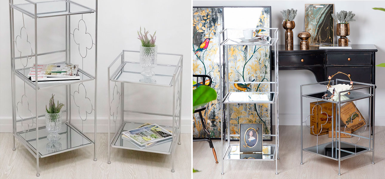 Этажерка серебряная с тремя стеклянными полками Tina - фото №1