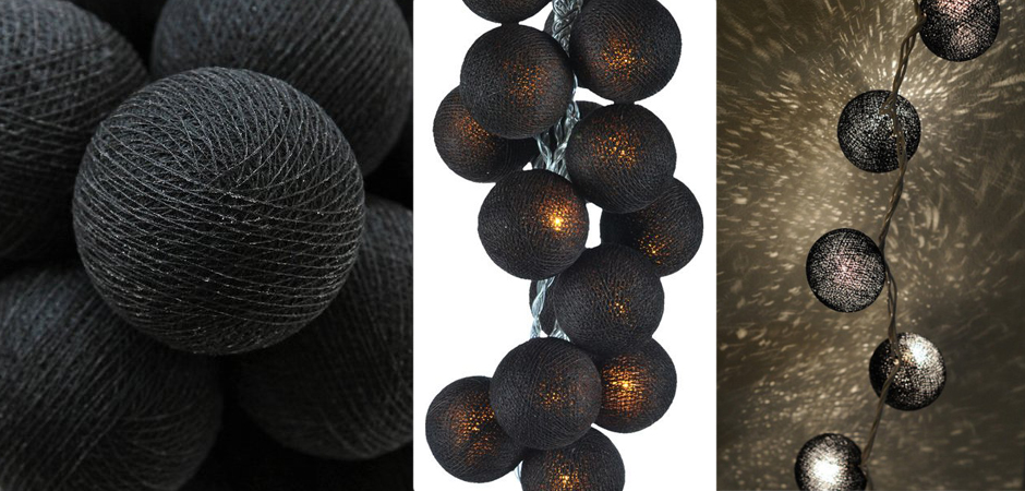 Гирлянда хлопковые фонарики Сotton Ball Ice Black - Loft-Concept в Твери