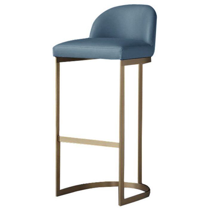 Барный стул Barrel Back Counter Stool Голубой Золотой Барный стул Barrel Back Counter Stool Голубой Золотой в Твери | Loft Concept