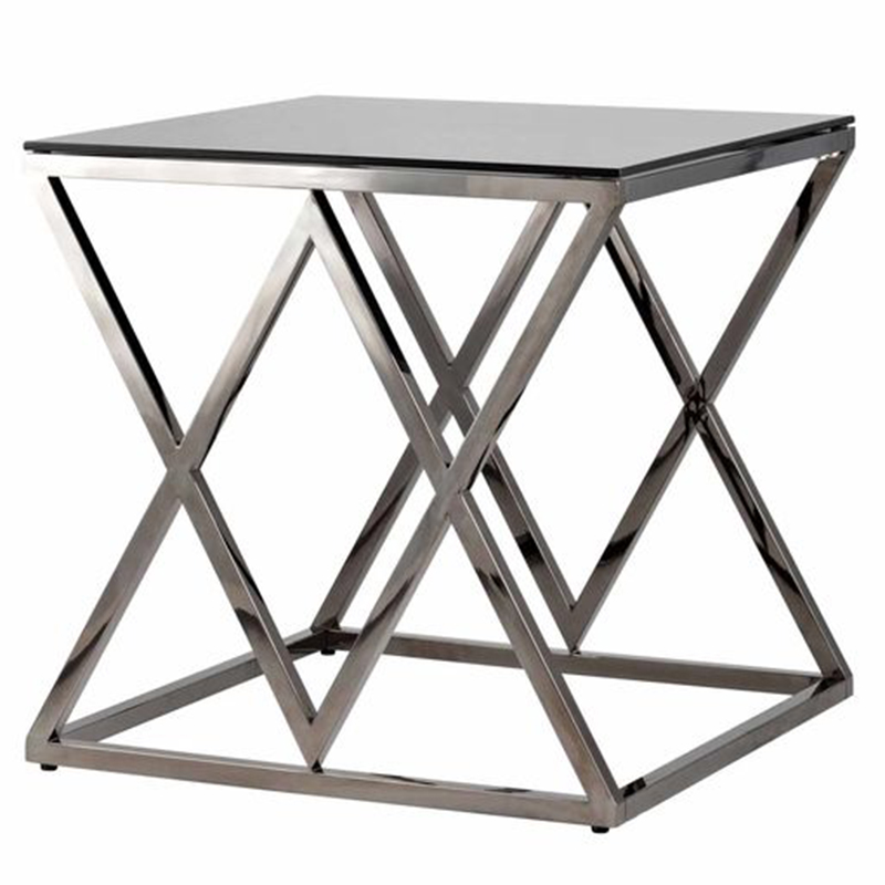 Стол приставной Geometry Rhombus Dark Chrome Темный хром Стекло Смок Стол приставной Geometry Rhombus Dark Chrome Темный хром Стекло Смок в Твери | Loft Concept