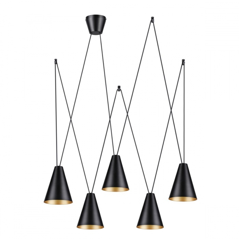 Люстра Brooklyn Lights c Матовыми Плафонами Черный Черный матовый Золотой Люстра Brooklyn Lights c Матовыми Плафонами Черный Черный матовый Золотой в Твери | Loft Concept