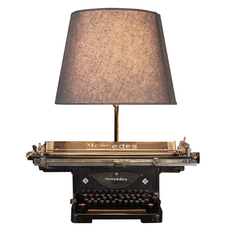 Настольная лампа Antique Typewriter Mercedes с абажуром Черный Настольная лампа Antique Typewriter Mercedes с абажуром Черный в Твери | Loft Concept