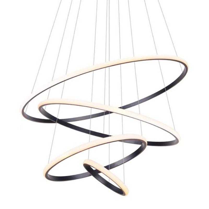 Люстра Ring Horizontal Trio black 80+60+40+20 Черный Белый Люстра Ring Horizontal Trio black 80+60+40+20 Черный Белый в Твери | Loft Concept