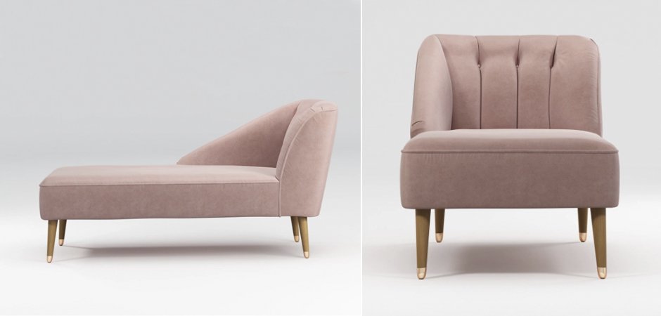 Кушетка Chaise Longue, Pink Cotton Velvet Кушетка Chaise Longue, Pink Cotton Velvet - Loft-Concept в Твери