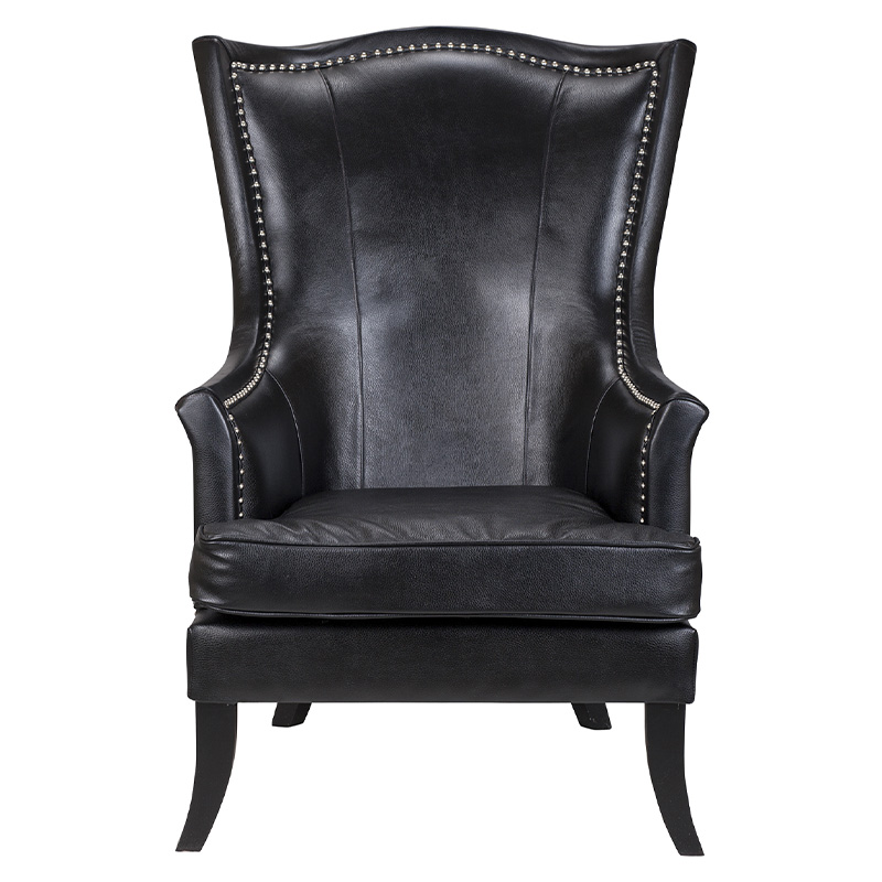 Кресло из натуральной кожи на 4-х деревянных ножках из массива бука Daniel Leather Armchair black Черный Кресло из натуральной кожи на 4-х деревянных ножках из массива бука Daniel Leather Armchair black Черный в Твери | Loft Concept