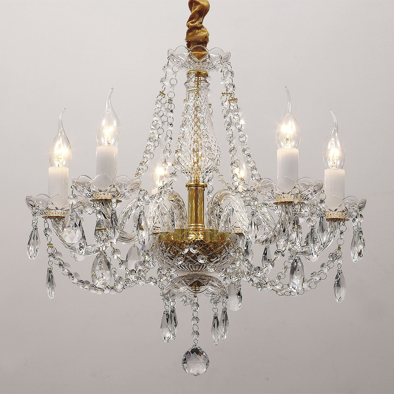 Хрустальная люстра со стеклянными рожками CRYSTAL LAMPS Золотой Прозрачный в Твери | Loft Concept 
