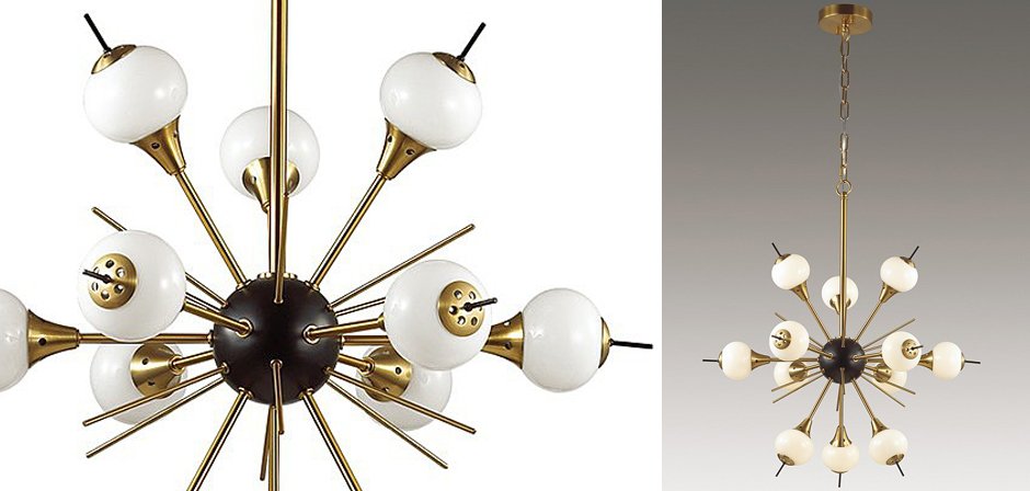 White Glass Globes Sputnik Chandelier White Glass Globes Sputnik Chandelier - Loft-Concept в Твери