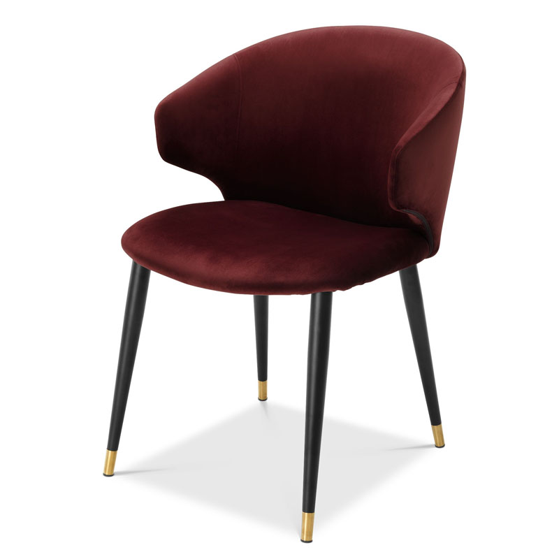 Стул Eichholtz DINING CHAIR VOLANTE burgundy Бургундский красный Черный Золотой Стул Eichholtz DINING CHAIR VOLANTE burgundy Бургундский красный Черный Золотой в Твери | Loft Concept