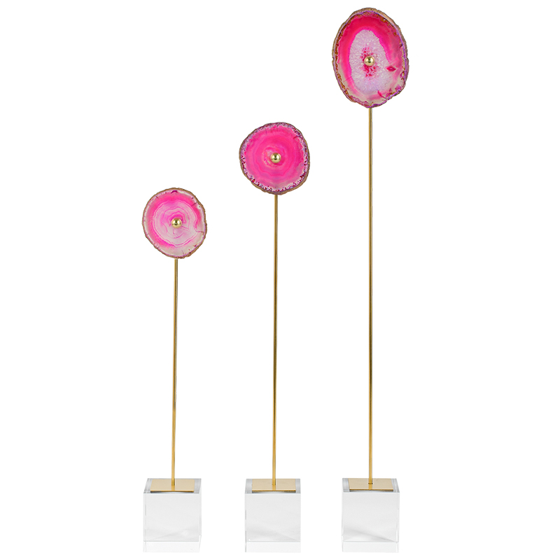 Комплект из 3-х статуэток AGATE DESIGN Pink Фуксия Глянцевое золото Прозрачный Комплект из 3-х статуэток AGATE DESIGN Pink Фуксия Глянцевое золото Прозрачный в Твери | Loft Concept