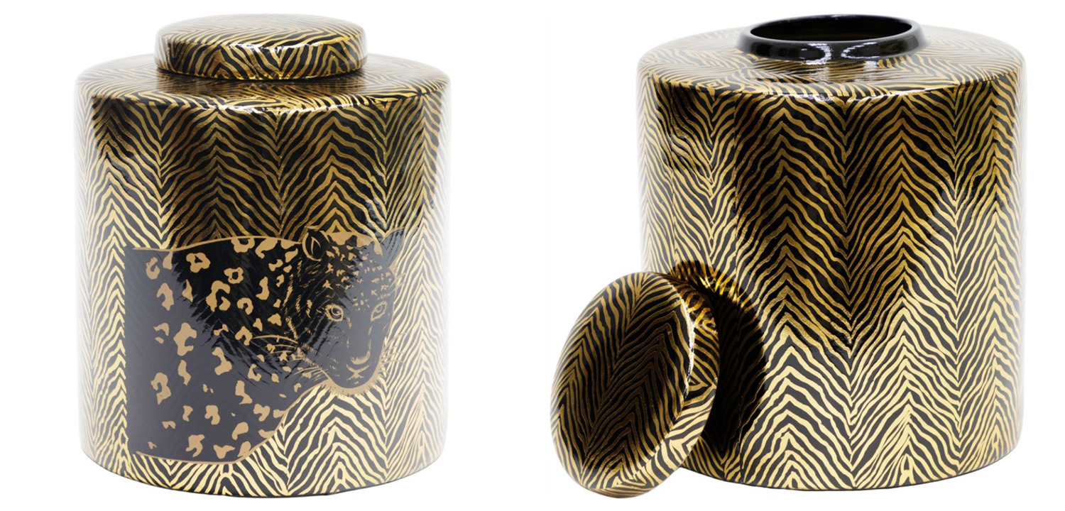 Ваза Leopard Vase black and gold 25 - фото