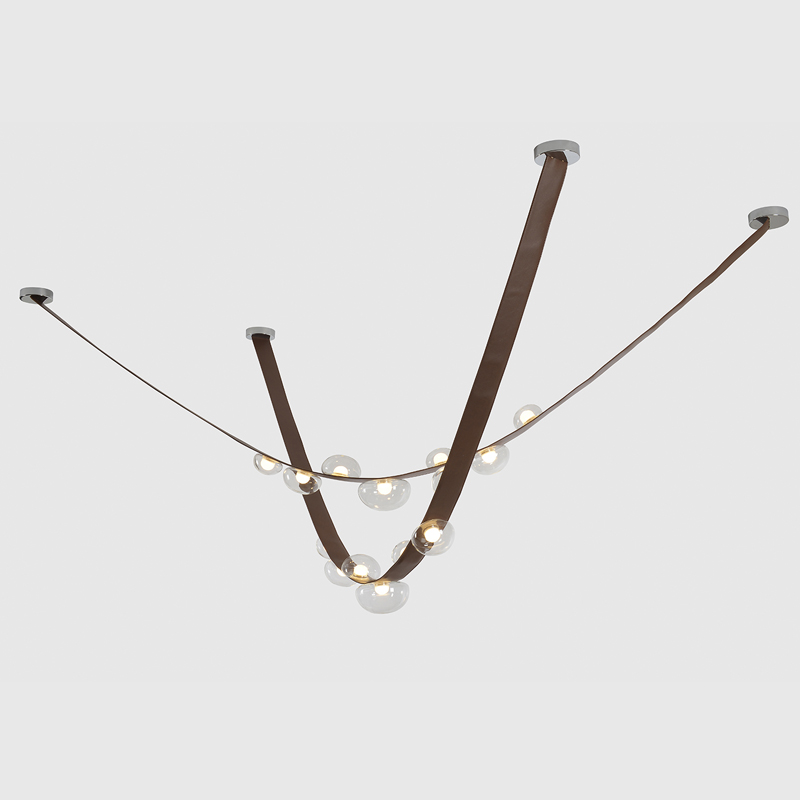 Подвесной светильник тонкий из кожи с 7-ю лампочками Flos Wireline Lighting Черный Прозрачный Коричневый Серый Подвесной светильник тонкий из кожи с 7-ю лампочками Flos Wireline Lighting Черный Прозрачный Коричневый Серый в Твери | Loft Concept