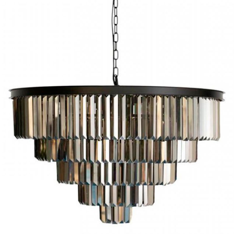 Круглая Люстра RH 1920s Odeon Black iron Five Layers Серое Стекло диаметр 80 см Черный Серый Круглая Люстра RH 1920s Odeon Black iron Five Layers Серое Стекло диаметр 80 см Черный Серый в Твери | Loft Concept