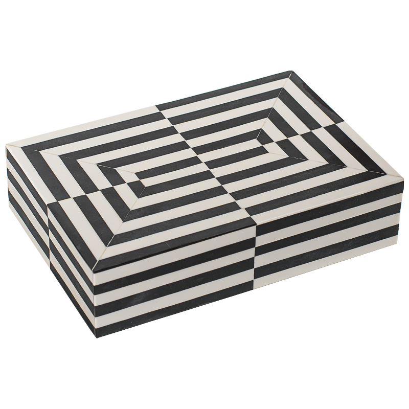 Шкатулка Black White Stripes Bone Inlay Черно-белый Шкатулка Black White Stripes Bone Inlay Черно-белый в Твери | Loft Concept