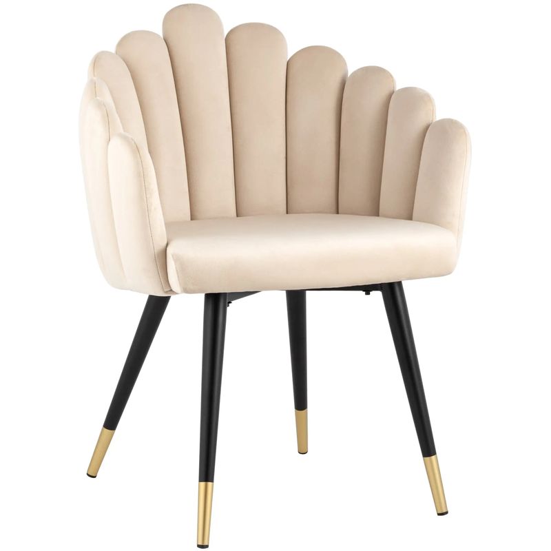 Стул Camellia Chair Бежевый Велюр Бежевый Черный Стул Camellia Chair Бежевый Велюр Бежевый Черный в Твери | Loft Concept