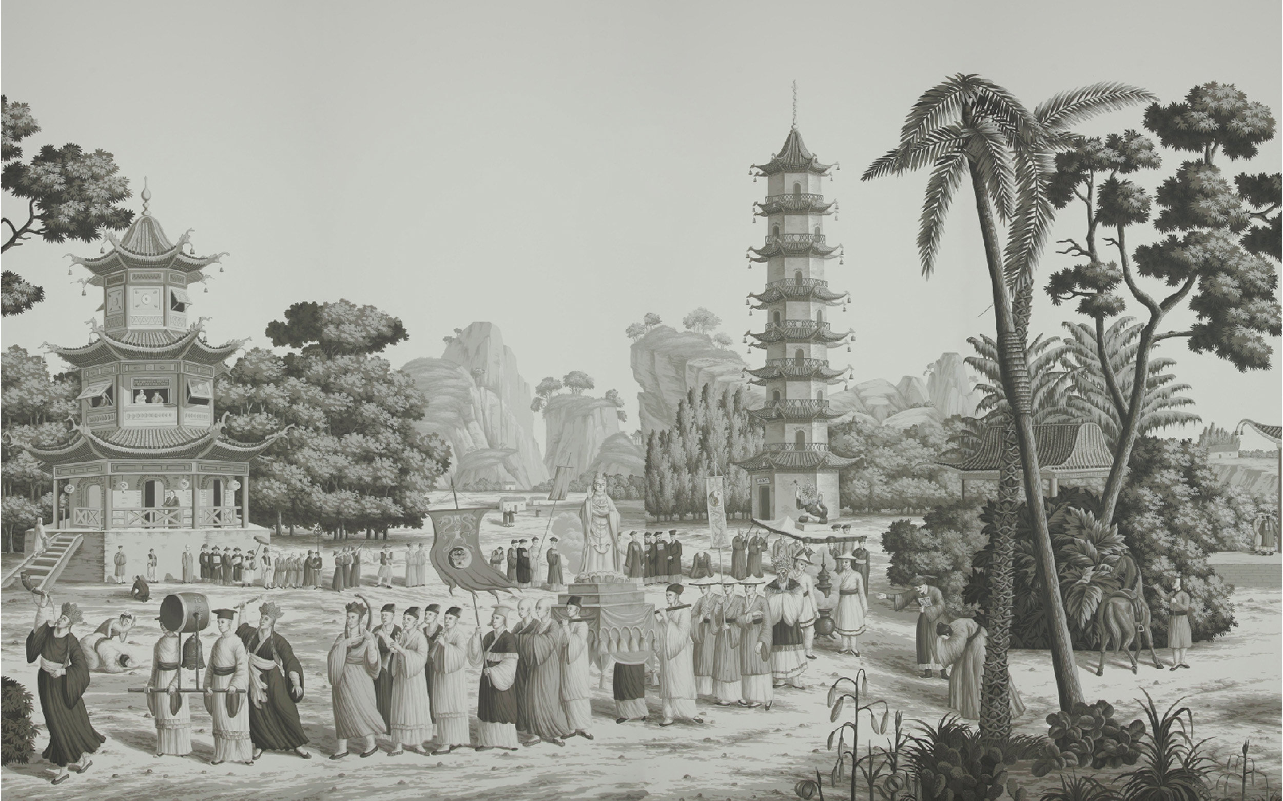 Обои ручная роспись Procession Chinoise Eau Forte on scenic paper Обои ручная роспись Procession Chinoise Eau Forte on scenic paper - постер Loft-Concept в Твери