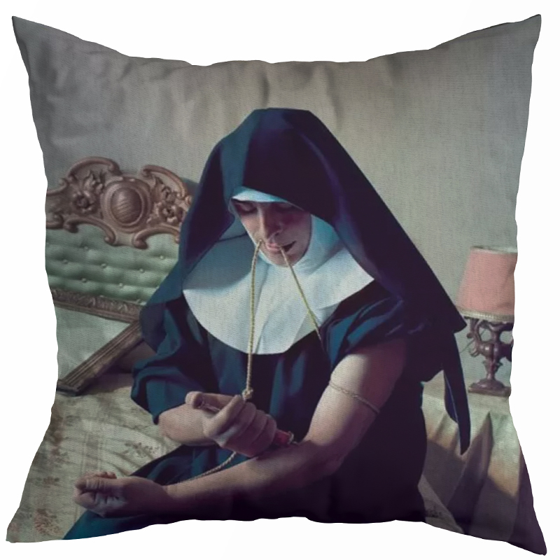 Декоративная подушка Seletti Cushion Nun Бежевый Коричневый Черный Зеленый шалфей Декоративная подушка Seletti Cushion Nun Бежевый Коричневый Черный Зеленый шалфей в Твери | Loft Concept