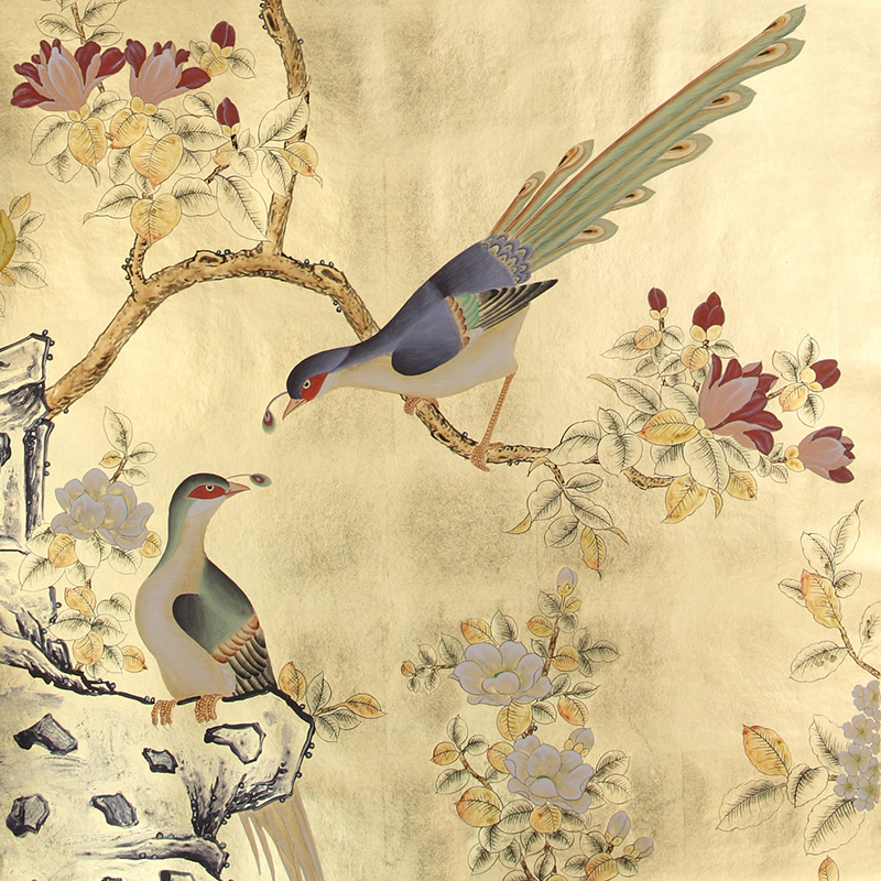 Обои шинуазри Japanese Garden Original colourway on Deep Rich Gold gilded paper Обои шинуазри Japanese Garden Original colourway on Deep Rich Gold gilded paper в Твери | Loft Concept